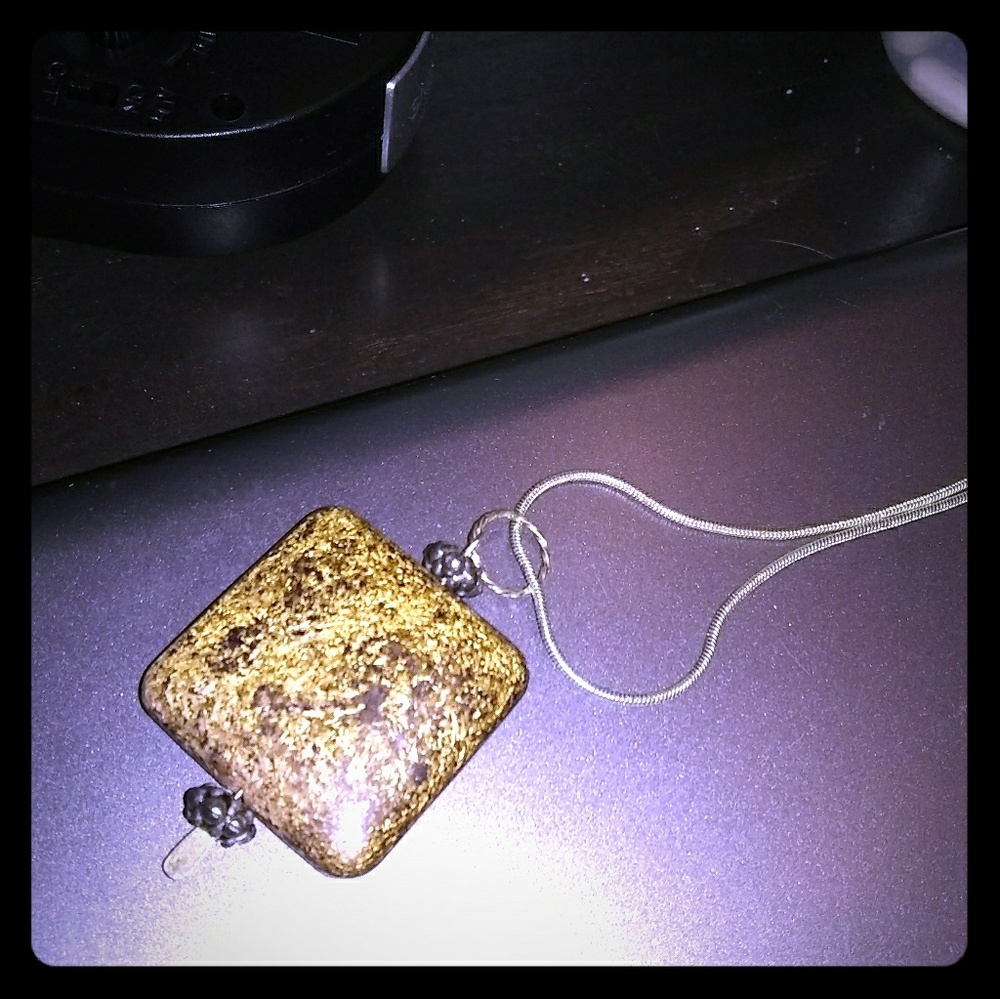 Silver Necklace with Polished stone